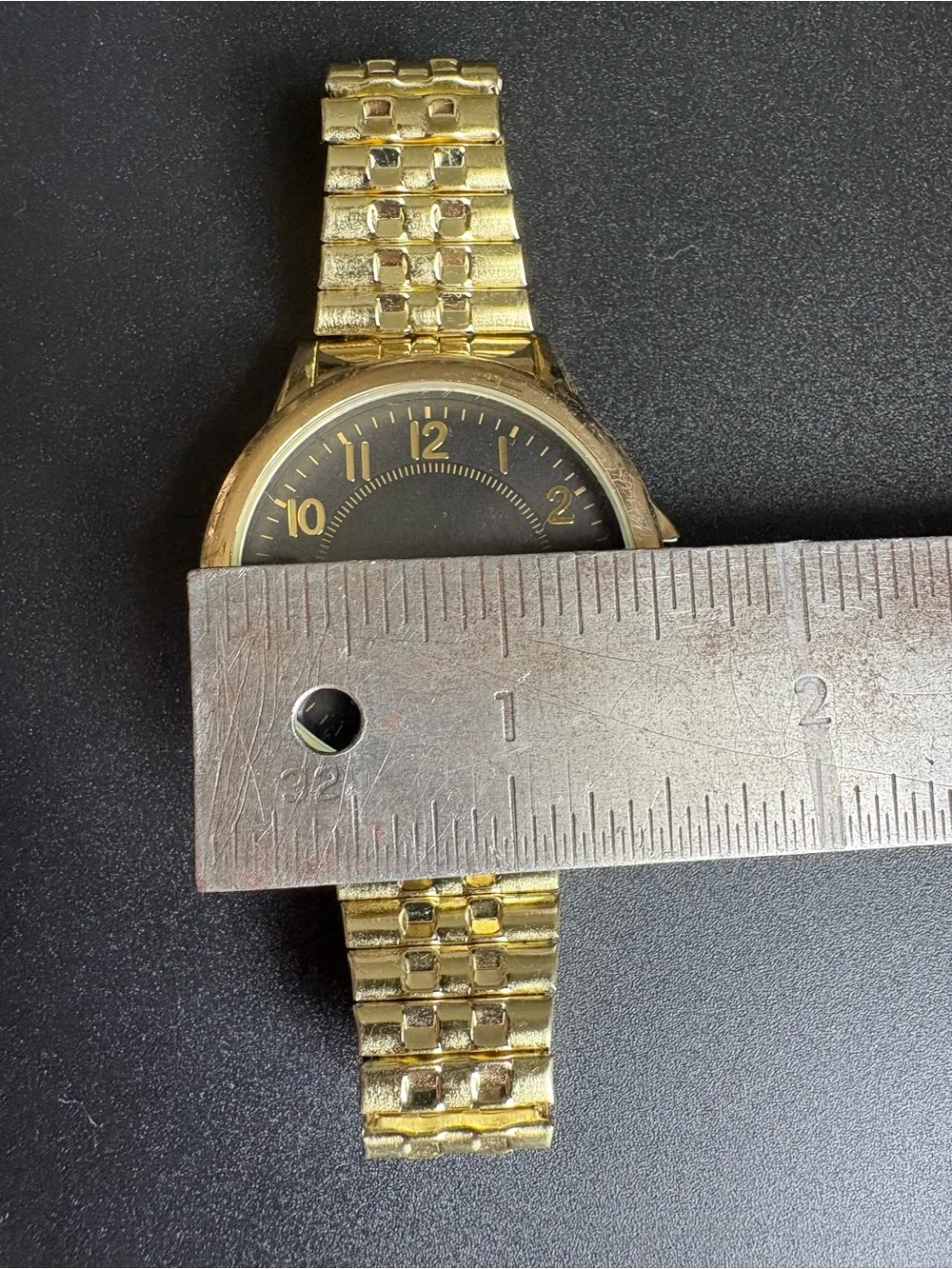 Gold-Tone Unisex Analog Watch - Classic Black Dial